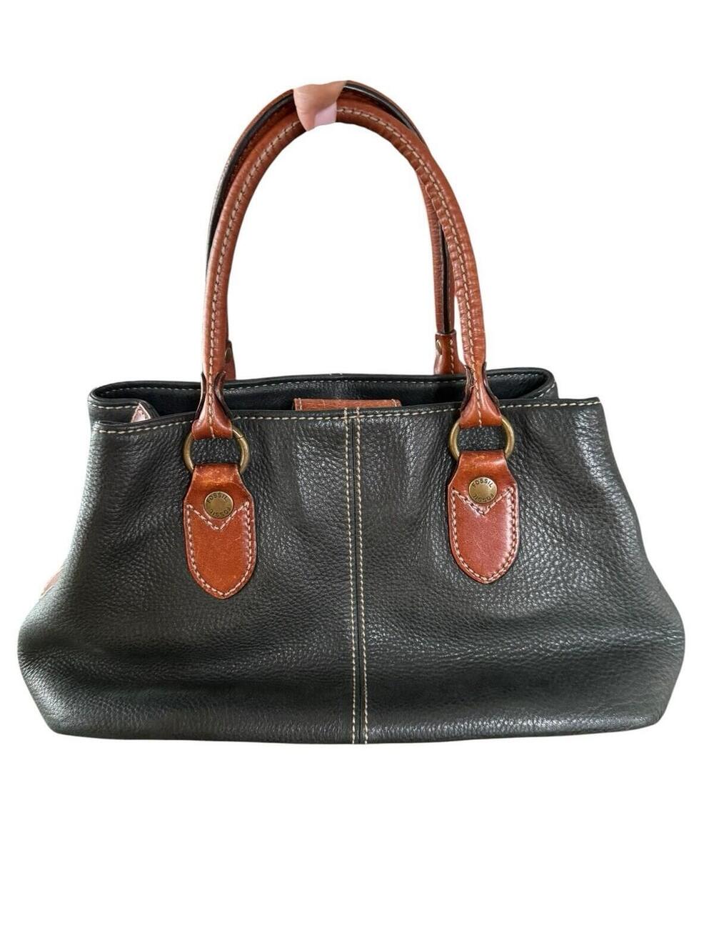 Fossil Leather Satchel #75082 Black Exterior